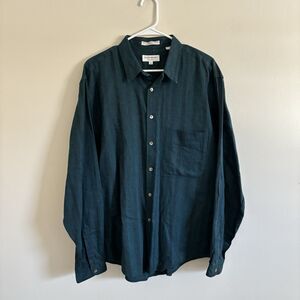 YVES SAINT LAURENT YSL Menswear Cotton Linen Button Up Dress Shirt Size XL